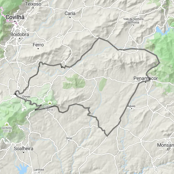 Miniatura do mapa de inspiração para ciclismo "Trilhos Rurais de Fundão" em Centro (PT), Portugal. Gerado pelo planejador de rotas de ciclismo Tarmacs.app