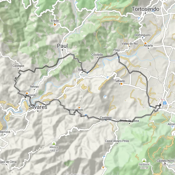 Map miniature of "Climb to the Top" cycling inspiration in Centro (PT), Portugal. Generated by Tarmacs.app cycling route planner