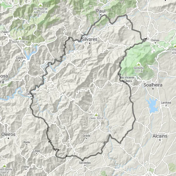 Miniatura do mapa de inspiração para ciclismo "Desafio da Montanha" em Centro (PT), Portugal. Gerado pelo planejador de rotas de ciclismo Tarmacs.app