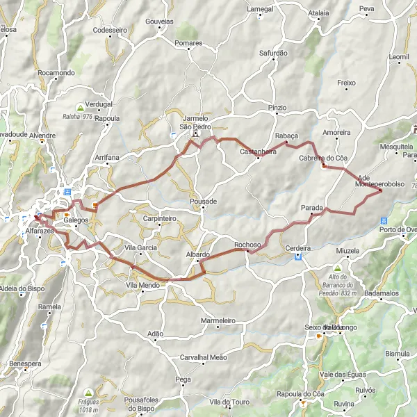 Miniatura do mapa de inspiração para ciclismo "Rota dos Tesouros Escondidos" em Centro (PT), Portugal. Gerado pelo planejador de rotas de ciclismo Tarmacs.app