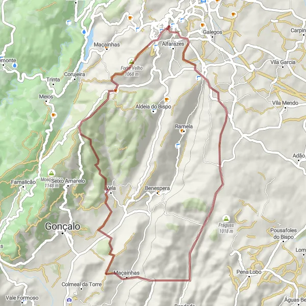 Miniatura do mapa de inspiração para ciclismo "Caminho da Serra de Vale Mourão" em Centro (PT), Portugal. Gerado pelo planejador de rotas de ciclismo Tarmacs.app