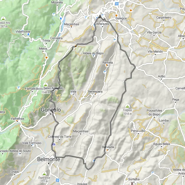 Miniatura do mapa de inspiração para ciclismo "Rota dos Monumentos e Paisagens" em Centro (PT), Portugal. Gerado pelo planejador de rotas de ciclismo Tarmacs.app