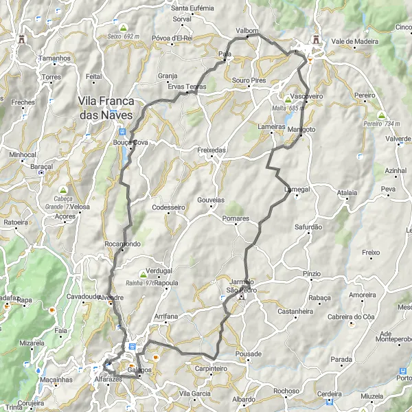 Miniatura do mapa de inspiração para ciclismo "Circuito das Colinas e Vilas Antigas" em Centro (PT), Portugal. Gerado pelo planejador de rotas de ciclismo Tarmacs.app