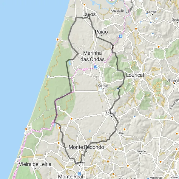 Miniatura do mapa de inspiração para ciclismo "Caminho Cultural de Coimbrão" em Centro (PT), Portugal. Gerado pelo planejador de rotas de ciclismo Tarmacs.app