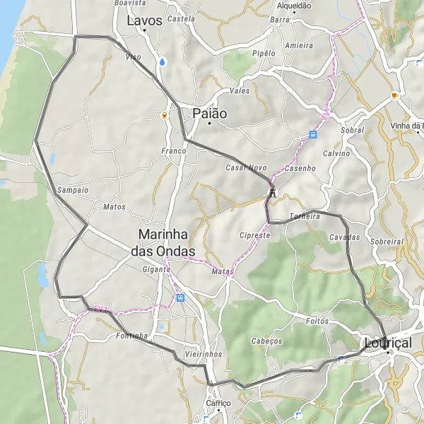 Miniatura do mapa de inspiração para ciclismo "Rota do Carriço e Mosteiro de Santa Maria de Seiça" em Centro (PT), Portugal. Gerado pelo planejador de rotas de ciclismo Tarmacs.app