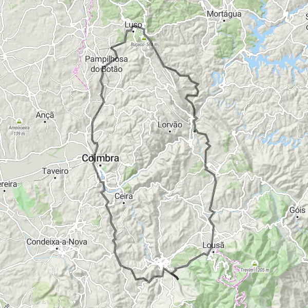 Miniatura do mapa de inspiração para ciclismo "Rota dos Miradouros de Luso" em Centro (PT), Portugal. Gerado pelo planejador de rotas de ciclismo Tarmacs.app