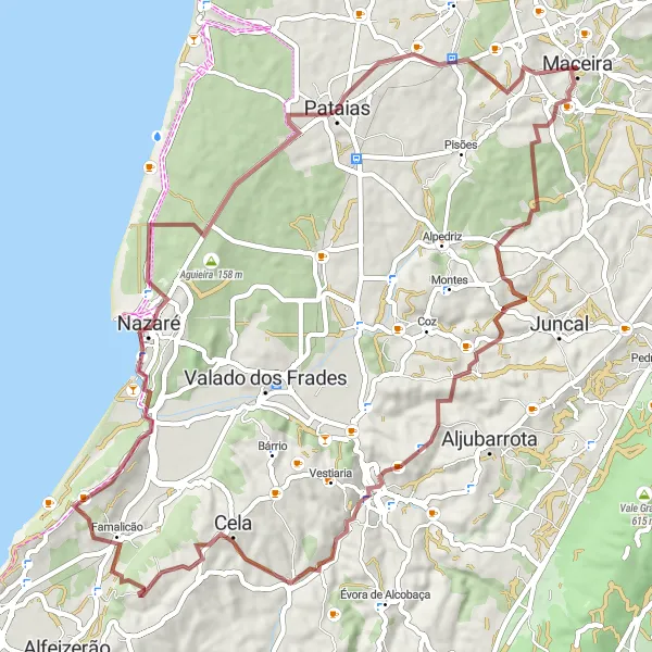 Miniatura do mapa de inspiração para ciclismo "Aventura de Gravel na Região de Maceira" em Centro (PT), Portugal. Gerado pelo planejador de rotas de ciclismo Tarmacs.app