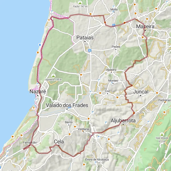 Miniatura do mapa de inspiração para ciclismo "Exploração de Gravel nos Arredores de Maceira" em Centro (PT), Portugal. Gerado pelo planejador de rotas de ciclismo Tarmacs.app