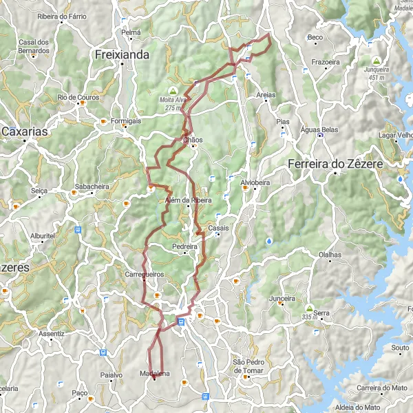 Miniatura do mapa de inspiração para ciclismo "Desafio de Gravel pela Casa dos Cubos" em Centro (PT), Portugal. Gerado pelo planejador de rotas de ciclismo Tarmacs.app
