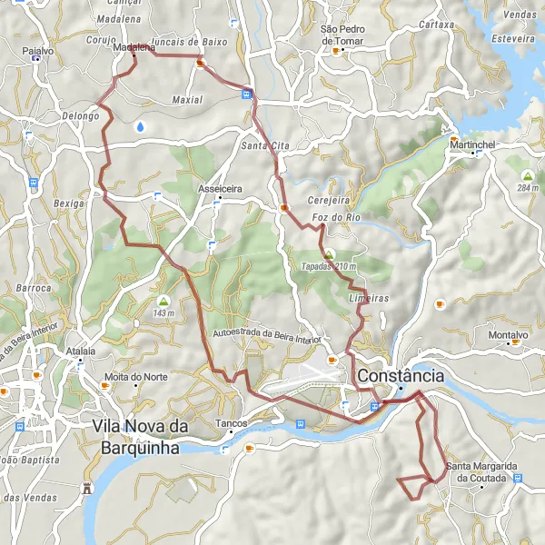Miniatura do mapa de inspiração para ciclismo "Aventura de Gravel por Constância" em Centro (PT), Portugal. Gerado pelo planejador de rotas de ciclismo Tarmacs.app