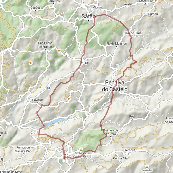 Miniatura do mapa de inspiração para ciclismo "Rota de Gravel por Caminhos Rurais" em Centro (PT), Portugal. Gerado pelo planejador de rotas de ciclismo Tarmacs.app