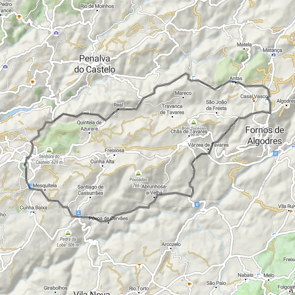 Miniatura do mapa de inspiração para ciclismo "Caminho Cênico de Mangualde" em Centro (PT), Portugal. Gerado pelo planejador de rotas de ciclismo Tarmacs.app