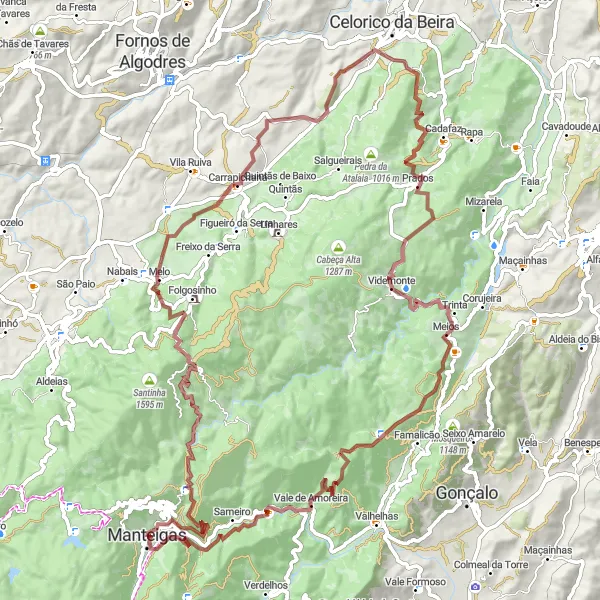 Miniatura do mapa de inspiração para ciclismo "Desafios e Natureza no Caminho" em Centro (PT), Portugal. Gerado pelo planejador de rotas de ciclismo Tarmacs.app
