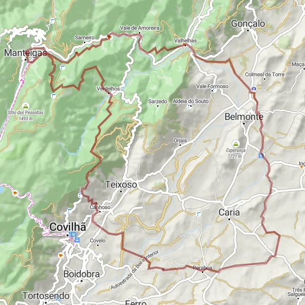 Miniatura do mapa de inspiração para ciclismo "Explorando a Beleza do Interior" em Centro (PT), Portugal. Gerado pelo planejador de rotas de ciclismo Tarmacs.app