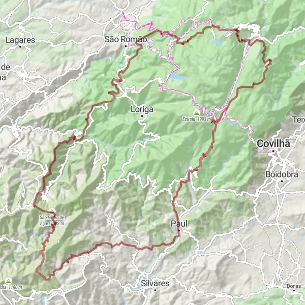 Miniatura do mapa de inspiração para ciclismo "Rota das Aldeias de Xisto" em Centro (PT), Portugal. Gerado pelo planejador de rotas de ciclismo Tarmacs.app
