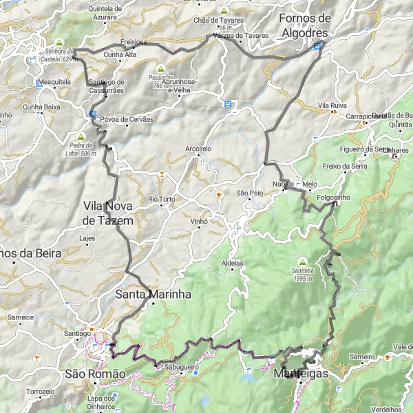 Miniatura do mapa de inspiração para ciclismo "Explorando a Diversidade da Região" em Centro (PT), Portugal. Gerado pelo planejador de rotas de ciclismo Tarmacs.app