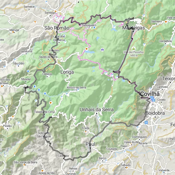 Miniatura do mapa de inspiração para ciclismo "Desafio Extremo da Serra da Estrela" em Centro (PT), Portugal. Gerado pelo planejador de rotas de ciclismo Tarmacs.app
