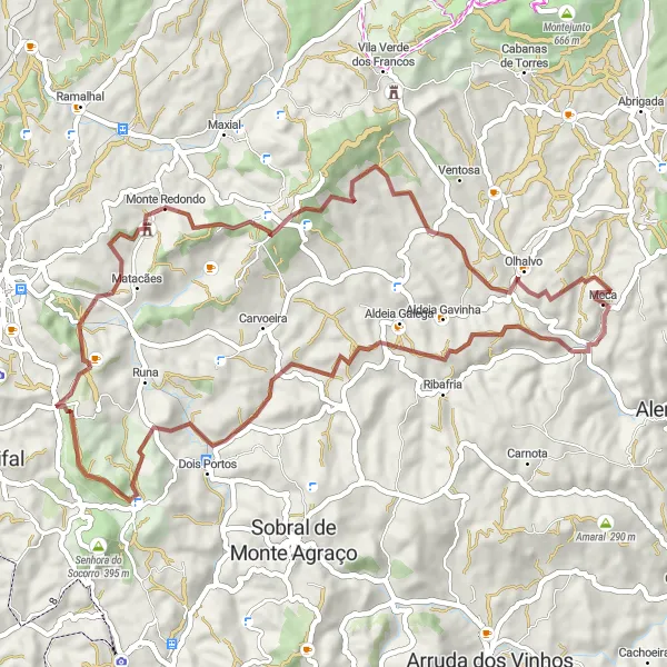 Miniatura do mapa de inspiração para ciclismo "Trilha dos Sobreiros" em Centro (PT), Portugal. Gerado pelo planejador de rotas de ciclismo Tarmacs.app