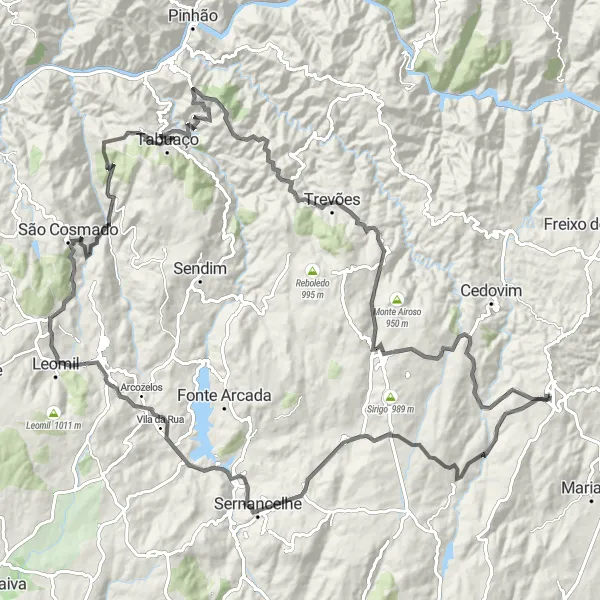 Map miniature of "Scenic Road Cycling in Mêda" cycling inspiration in Centro (PT), Portugal. Generated by Tarmacs.app cycling route planner