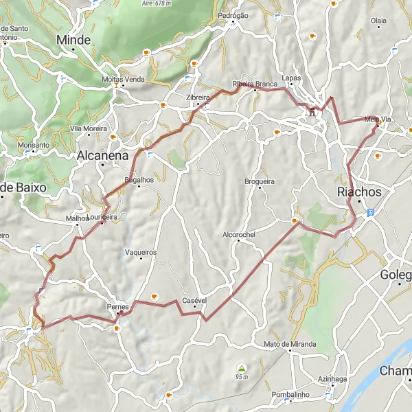 Miniatura do mapa de inspiração para ciclismo "Exploração Gravel por Riachos e Ribeira Branca" em Centro (PT), Portugal. Gerado pelo planejador de rotas de ciclismo Tarmacs.app
