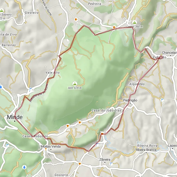 Miniatura do mapa de inspiração para ciclismo "Pegadas de Dinossáurios de Ourém/Torres Novas" em Centro (PT), Portugal. Gerado pelo planejador de rotas de ciclismo Tarmacs.app
