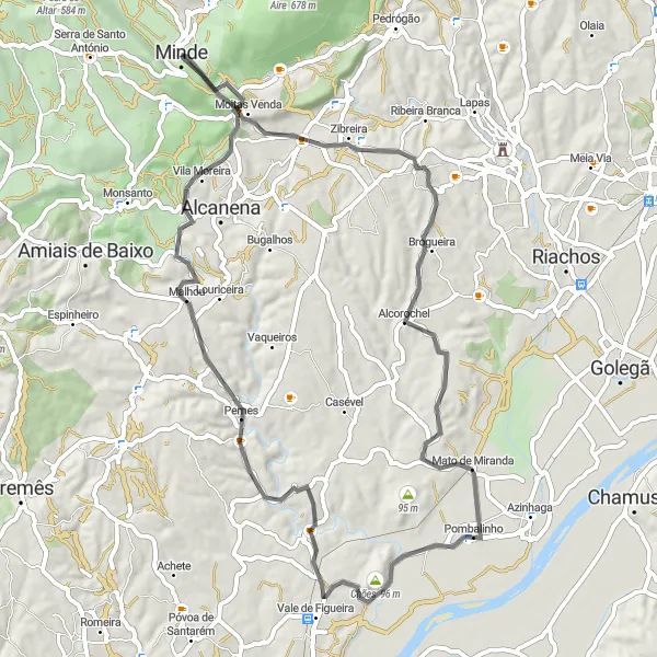 Miniatura do mapa de inspiração para ciclismo "Exploração pelas Aldeias Rurais" em Centro (PT), Portugal. Gerado pelo planejador de rotas de ciclismo Tarmacs.app
