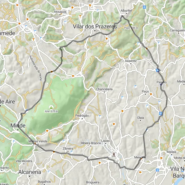 Map miniature of "Minde and Beyond - Road Cycling" cycling inspiration in Centro (PT), Portugal. Generated by Tarmacs.app cycling route planner