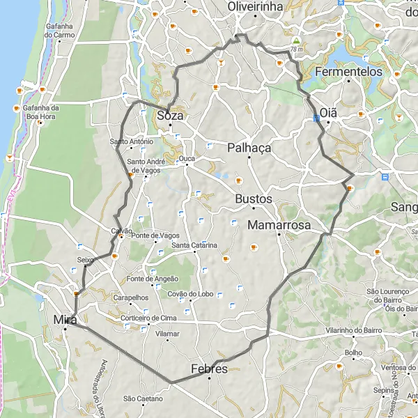 Map miniature of "Seixo Circuit" cycling inspiration in Centro (PT), Portugal. Generated by Tarmacs.app cycling route planner