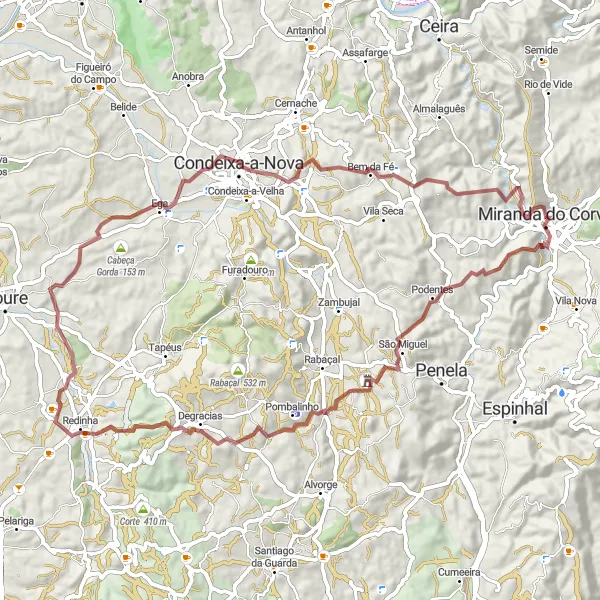 Miniatura do mapa de inspiração para ciclismo "Caminho Gravel da Natureza" em Centro (PT), Portugal. Gerado pelo planejador de rotas de ciclismo Tarmacs.app
