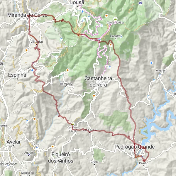 Miniatura do mapa de inspiração para ciclismo "Desafiadora Rota do Coentral" em Centro (PT), Portugal. Gerado pelo planejador de rotas de ciclismo Tarmacs.app