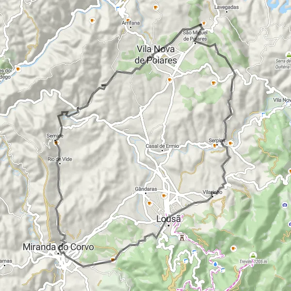 Miniatura do mapa de inspiração para ciclismo "Rota Rodoviária das Aldeias" em Centro (PT), Portugal. Gerado pelo planejador de rotas de ciclismo Tarmacs.app