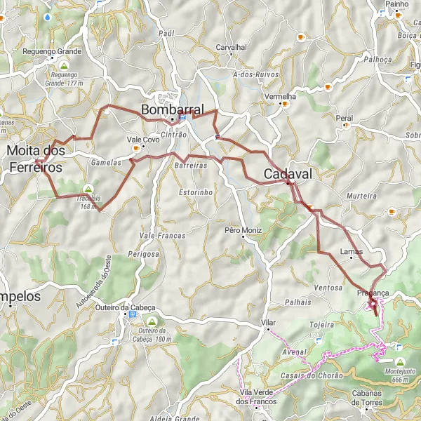 Miniatura do mapa de inspiração para ciclismo "Rota dos Vinhos e Miradouros" em Centro (PT), Portugal. Gerado pelo planejador de rotas de ciclismo Tarmacs.app