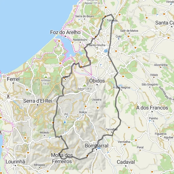 Miniatura do mapa de inspiração para ciclismo "Rota de Ciclismo de Estrada com Ascento em Moita dos Ferreiros" em Centro (PT), Portugal. Gerado pelo planejador de rotas de ciclismo Tarmacs.app