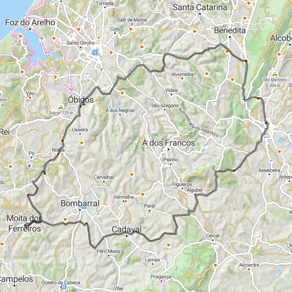Miniatura do mapa de inspiração para ciclismo "Rota dos Castelos e Vinhas" em Centro (PT), Portugal. Gerado pelo planejador de rotas de ciclismo Tarmacs.app