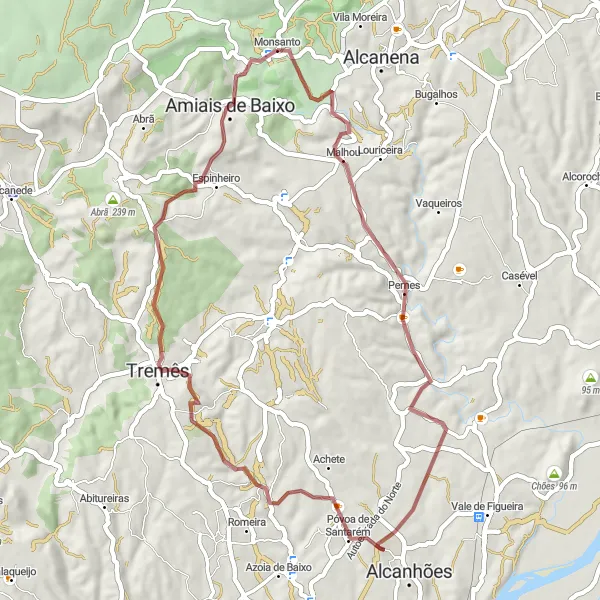 Miniatura do mapa de inspiração para ciclismo "Rota das Relvinhas e Amiais de Baixo" em Centro (PT), Portugal. Gerado pelo planejador de rotas de ciclismo Tarmacs.app