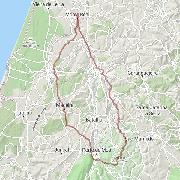 Miniatura do mapa de inspiração para ciclismo "Trilho da Natureza" em Centro (PT), Portugal. Gerado pelo planejador de rotas de ciclismo Tarmacs.app