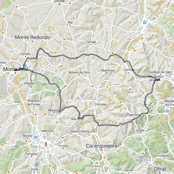 Map miniature of "The Mountain Challenge" cycling inspiration in Centro (PT), Portugal. Generated by Tarmacs.app cycling route planner