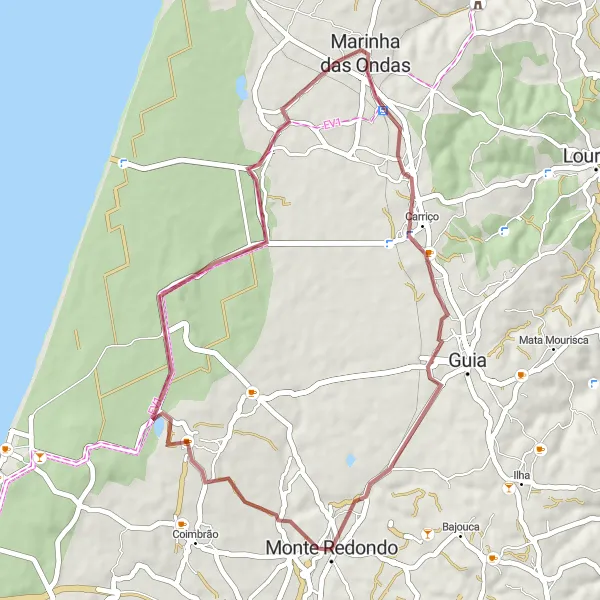 Miniatura do mapa de inspiração para ciclismo "Volta à Natureza em Monte Redondo" em Centro (PT), Portugal. Gerado pelo planejador de rotas de ciclismo Tarmacs.app