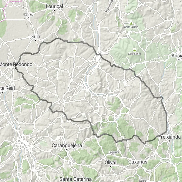 Miniatura do mapa de inspiração para ciclismo "Rota de Estrada Pombal" em Centro (PT), Portugal. Gerado pelo planejador de rotas de ciclismo Tarmacs.app