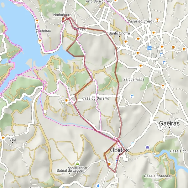 Map miniature of "Nadadouro to Casais do Vale de Égua Gravel Ride" cycling inspiration in Centro (PT), Portugal. Generated by Tarmacs.app cycling route planner