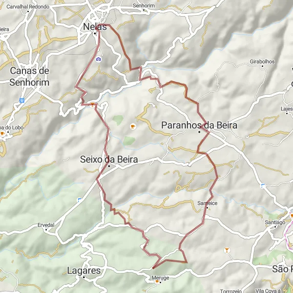 Miniatura do mapa de inspiração para ciclismo "Rota de gravel pitoresca em redor de Nelas" em Centro (PT), Portugal. Gerado pelo planejador de rotas de ciclismo Tarmacs.app