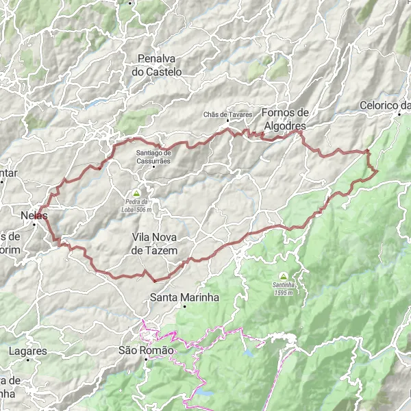 Miniatura do mapa de inspiração para ciclismo "Desafio pelas Colinas" em Centro (PT), Portugal. Gerado pelo planejador de rotas de ciclismo Tarmacs.app