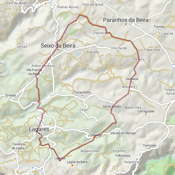 Miniatura do mapa de inspiração para ciclismo "Tranquilidade Rural e Natureza" em Centro (PT), Portugal. Gerado pelo planejador de rotas de ciclismo Tarmacs.app