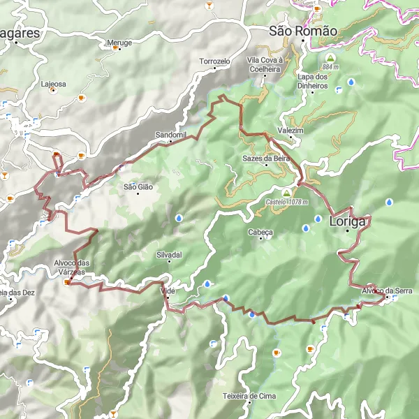 Miniatura do mapa de inspiração para ciclismo "Rota dos Vales e Aldeias de Montanha" em Centro (PT), Portugal. Gerado pelo planejador de rotas de ciclismo Tarmacs.app