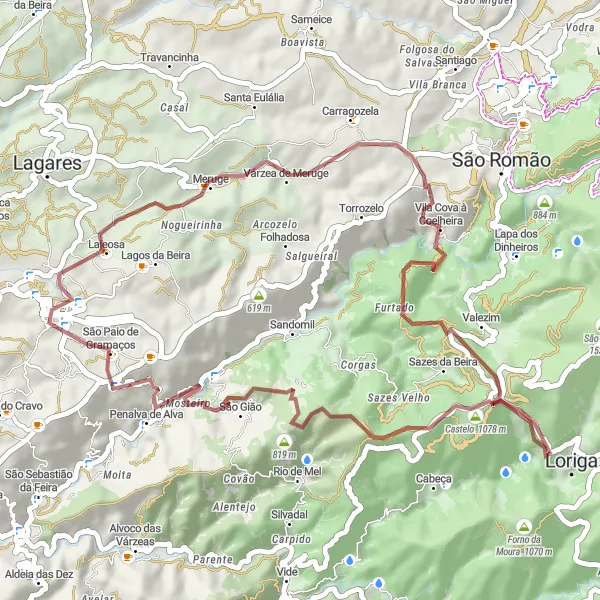 Miniatura do mapa de inspiração para ciclismo "Trilho das Aldeias de Xisto" em Centro (PT), Portugal. Gerado pelo planejador de rotas de ciclismo Tarmacs.app
