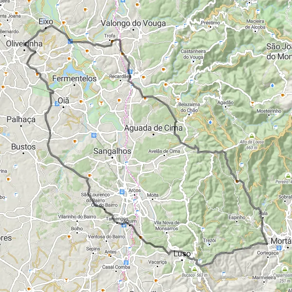 Miniatura do mapa de inspiração para ciclismo "Rota Desafiante da Serra" em Centro (PT), Portugal. Gerado pelo planejador de rotas de ciclismo Tarmacs.app