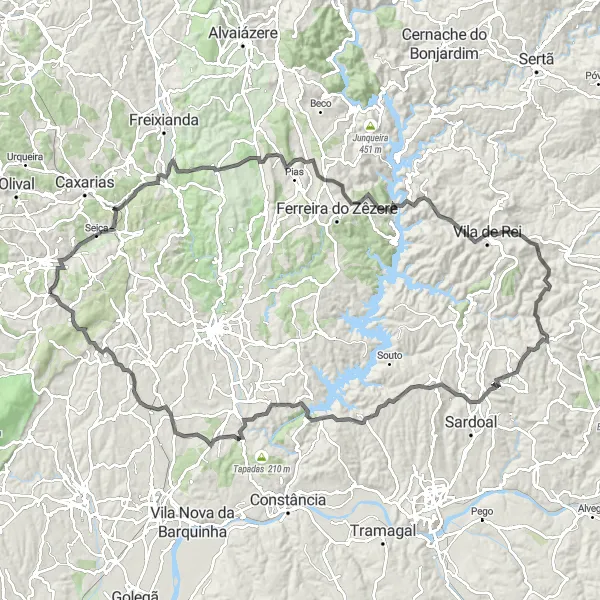 Miniatura do mapa de inspiração para ciclismo "Travessia das Montanhas de Ourém" em Centro (PT), Portugal. Gerado pelo planejador de rotas de ciclismo Tarmacs.app