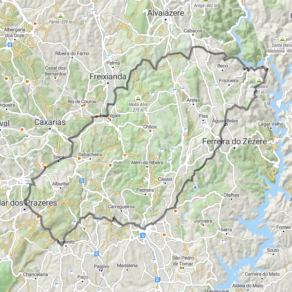 Map miniature of "Ourém Road Route 1" cycling inspiration in Centro (PT), Portugal. Generated by Tarmacs.app cycling route planner