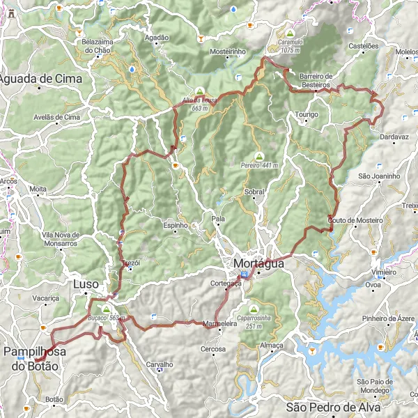 Miniatura do mapa de inspiração para ciclismo "Desafio da Lousa e Mortágua" em Centro (PT), Portugal. Gerado pelo planejador de rotas de ciclismo Tarmacs.app