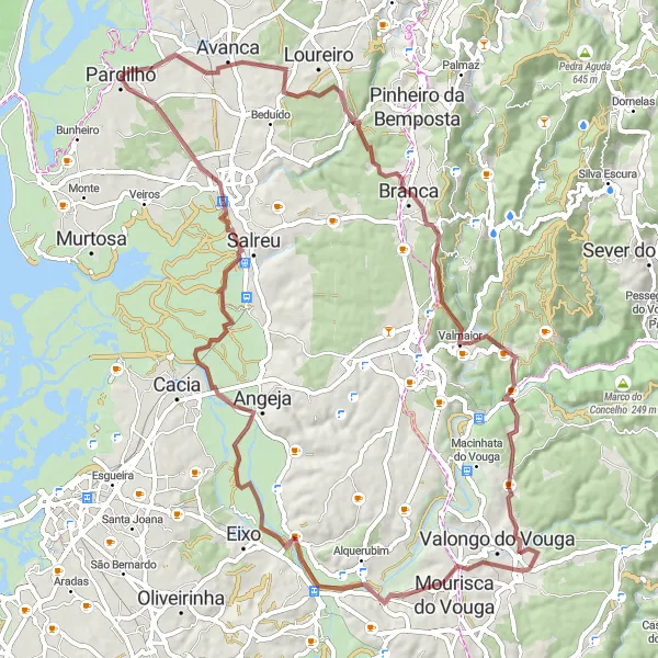 Miniatura do mapa de inspiração para ciclismo "Rota dos Arrozais" em Centro (PT), Portugal. Gerado pelo planejador de rotas de ciclismo Tarmacs.app
